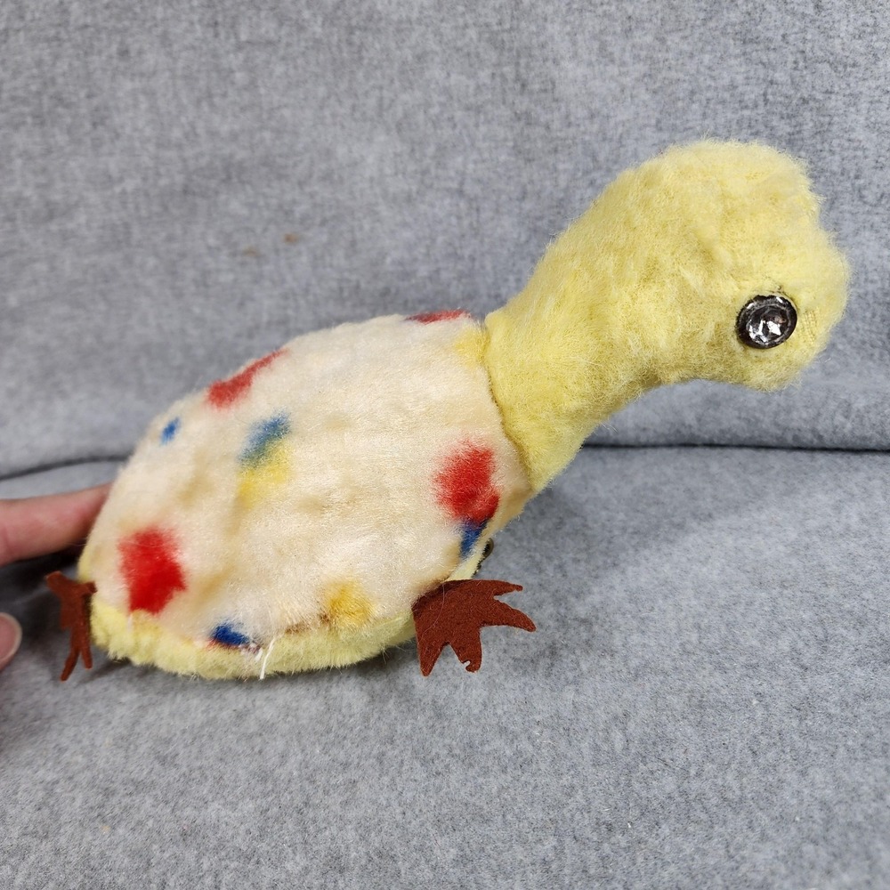Vintage Bantam Wind Up Walking Turtle Plush Toy Working Mechanical Stuffed Anima